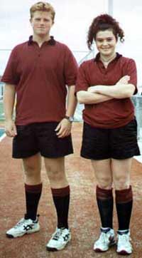 1996 uniform modelled by Alex Blake and Lucy Steele (12567 Bytes)